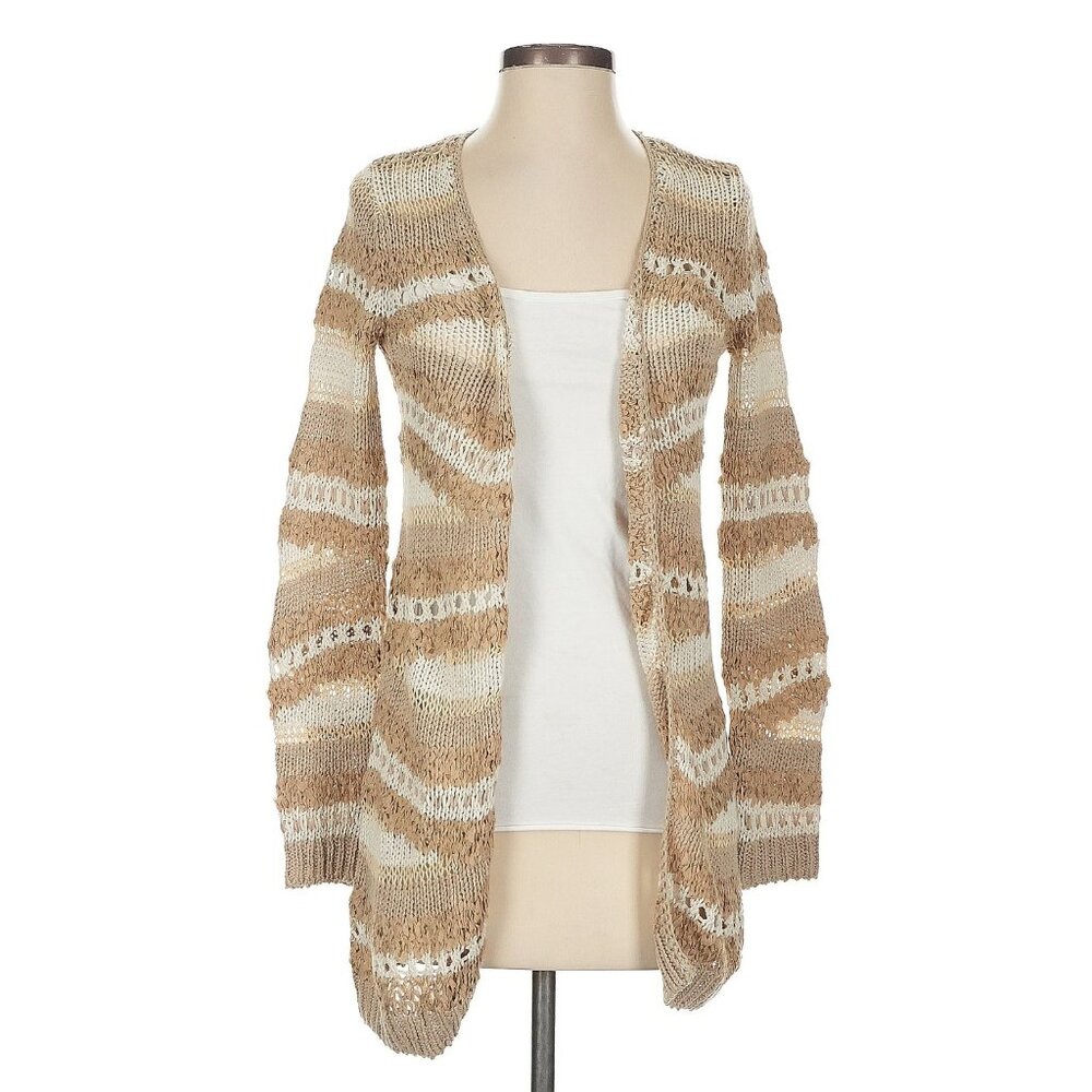 Vintage Y2K Victoria’s Secret Tan Coastal Grandmother Boho Crochet Knit Cardigan - Picture 14 of 16